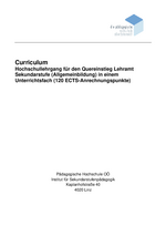 Curriculum Hochschullehrgang Quereinstieg