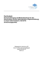 Curriculum Masterstudium Quereinstieg